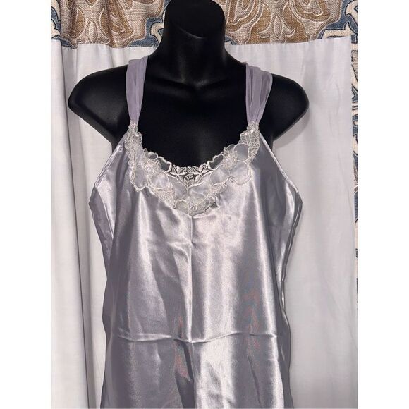 RARE Vintage Vtg California Miss full slip Cami-dress size medium purplish grey - Picture 2 of 6